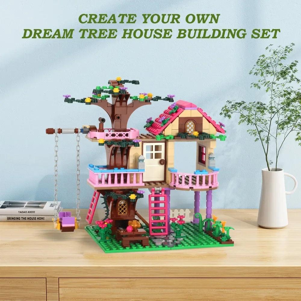 Creative Girls Friends Friendship House Building Blocks Summer Treehouse Camping Model Classic Girl's Princess Bricks Toy Gift