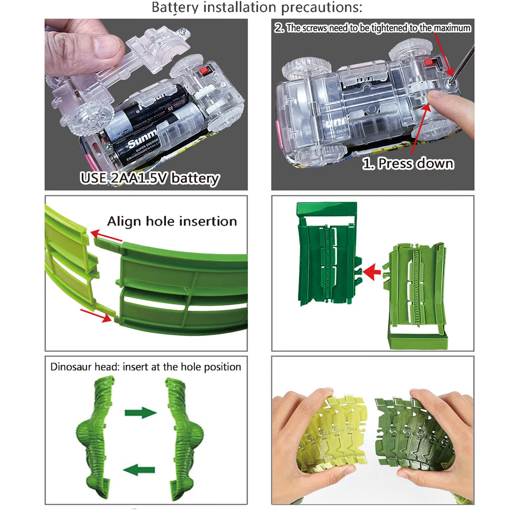 Magic Climbing electric dinosaur car Track Railway