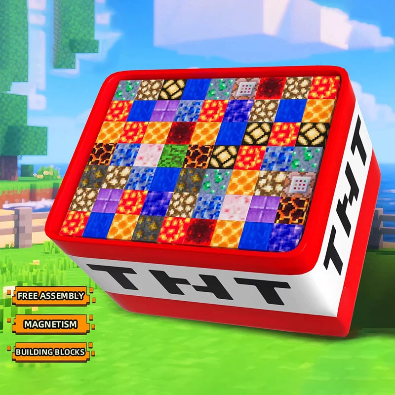 Mine World Magnetic building blocks toy storage box set