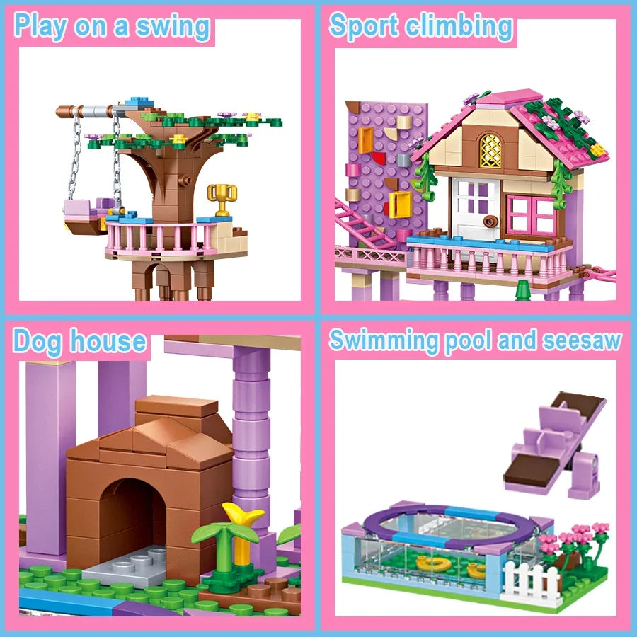 Creative Girls Friends Friendship House Building Blocks Summer Treehouse Camping Model Classic Girl's Princess Bricks Toy Gift