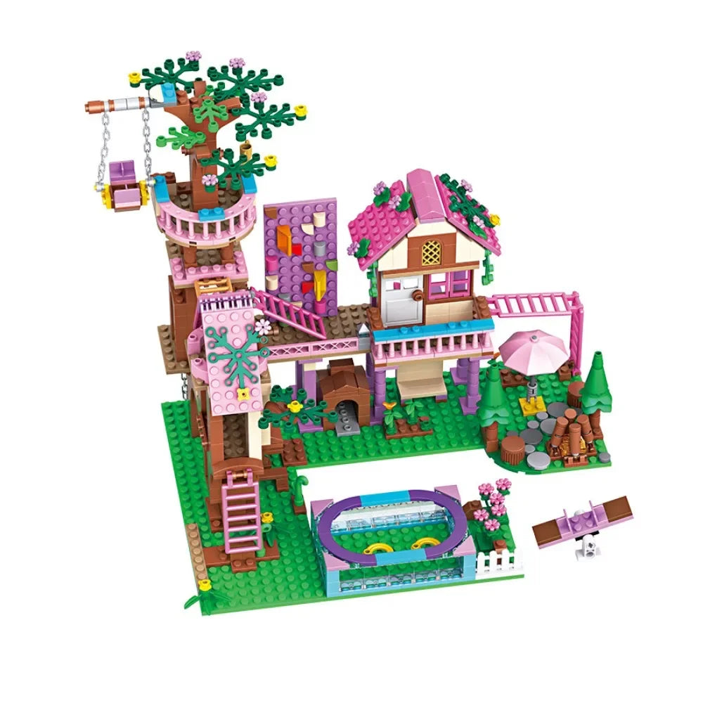 Creative Girls Friends Friendship House Building Blocks Summer Treehouse Camping Model Classic Girl's Princess Bricks Toy Gift