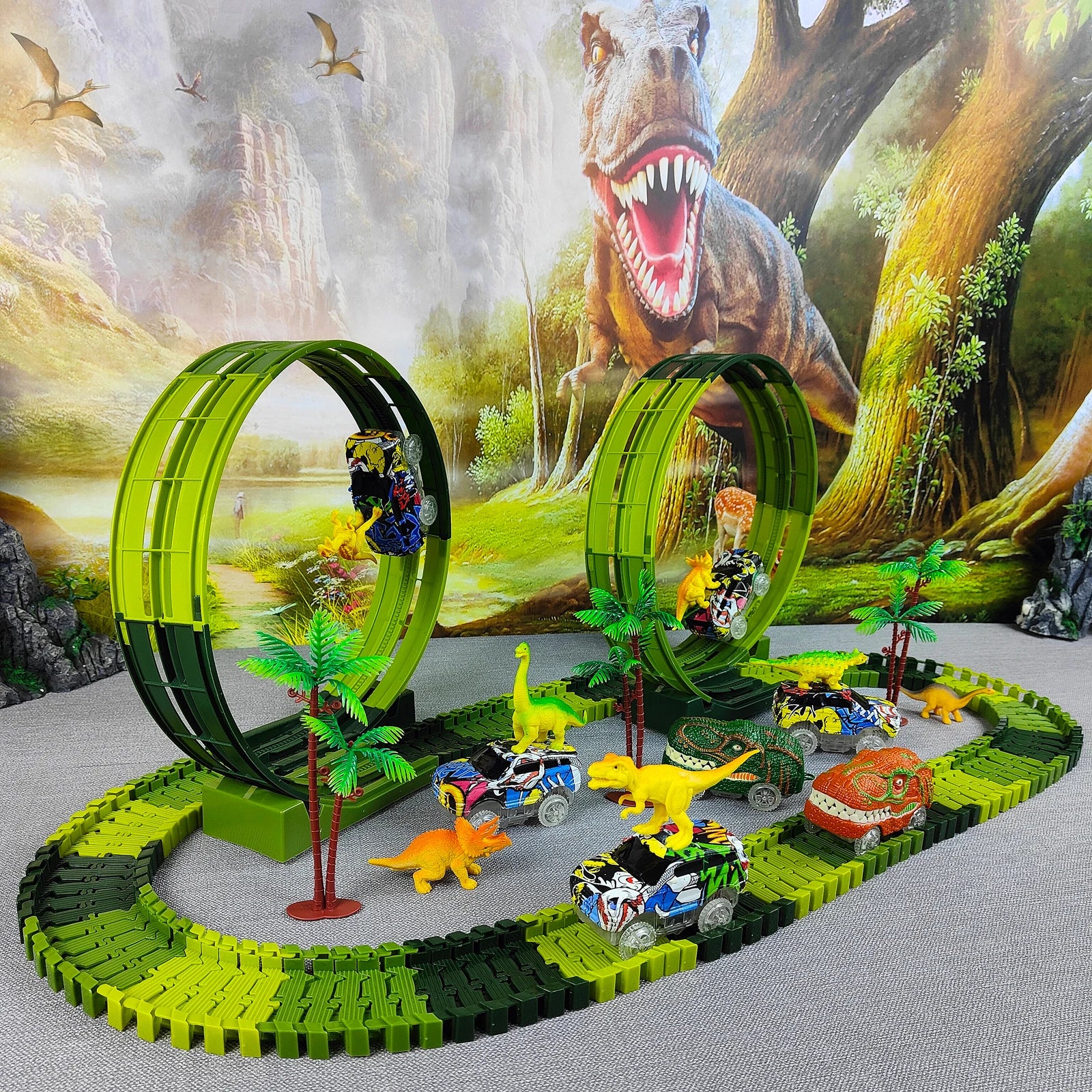Magic Climbing electric dinosaur car Track Railway