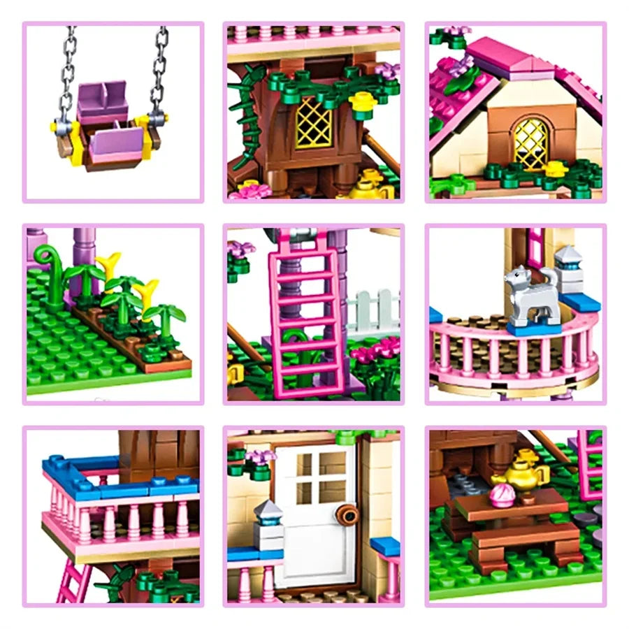 Creative Girls Friends Friendship House Building Blocks Summer Treehouse Camping Model Classic Girl's Princess Bricks Toy Gift