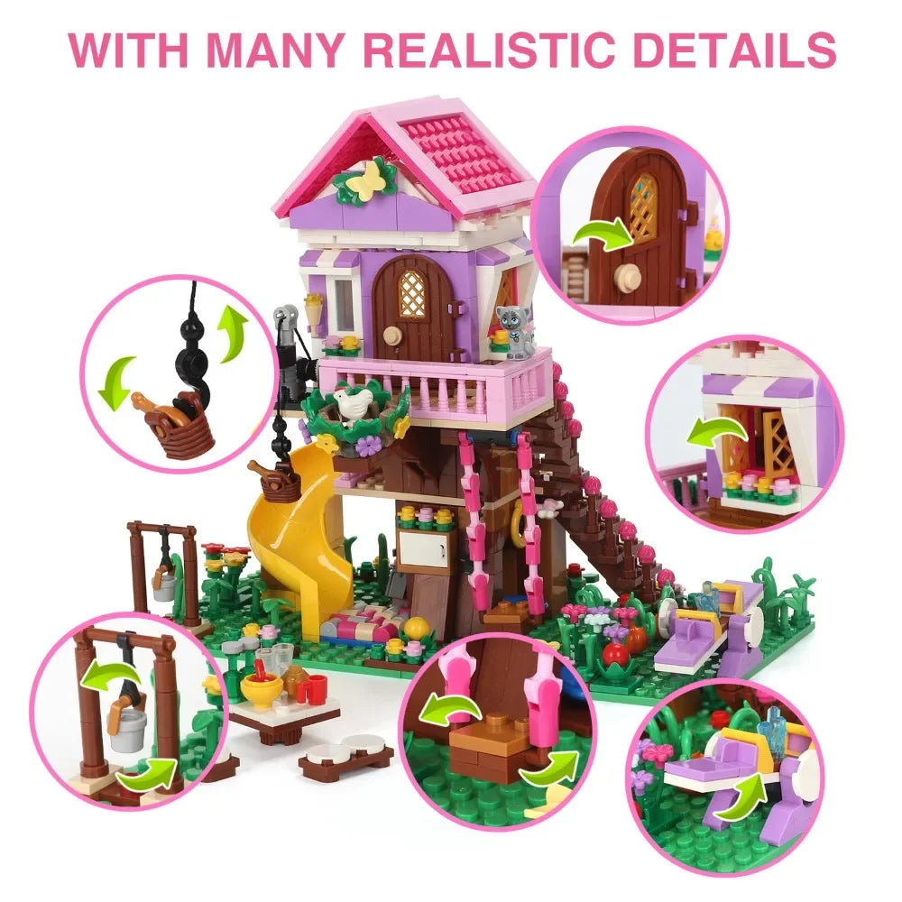 Creative Girls Friends Friendship House Building Blocks Summer Treehouse Camping Model Classic Girl's Princess Bricks Toy Gift