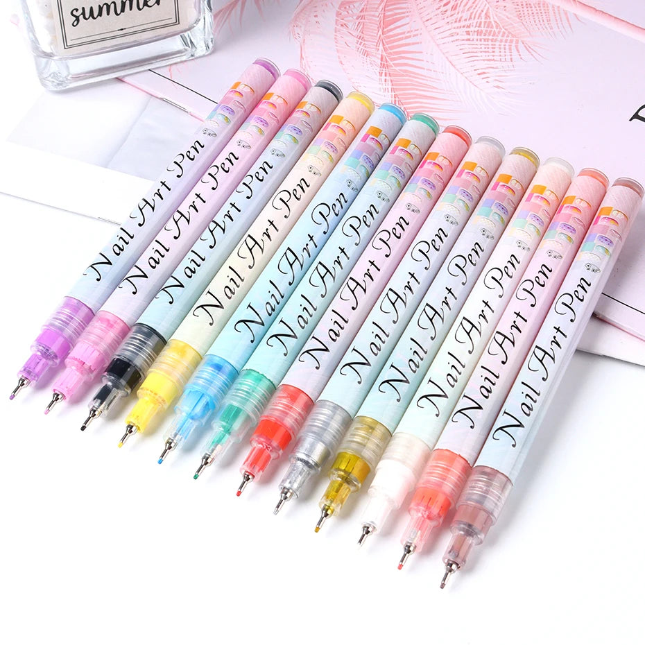 12pcs/Set Nail Art Graffiti Pen