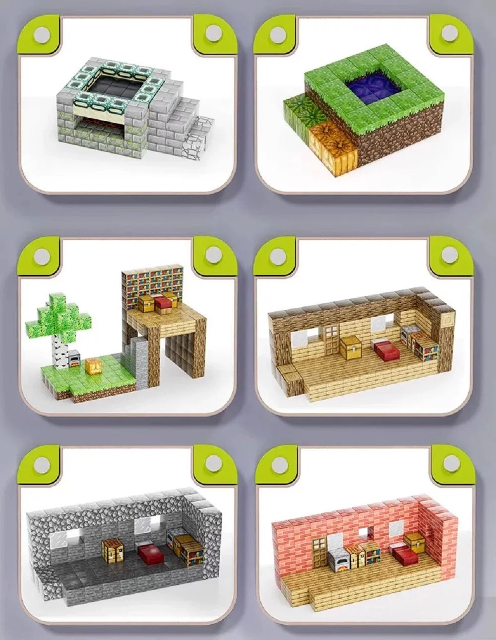 Mine World Magnetic building blocks toy storage box set