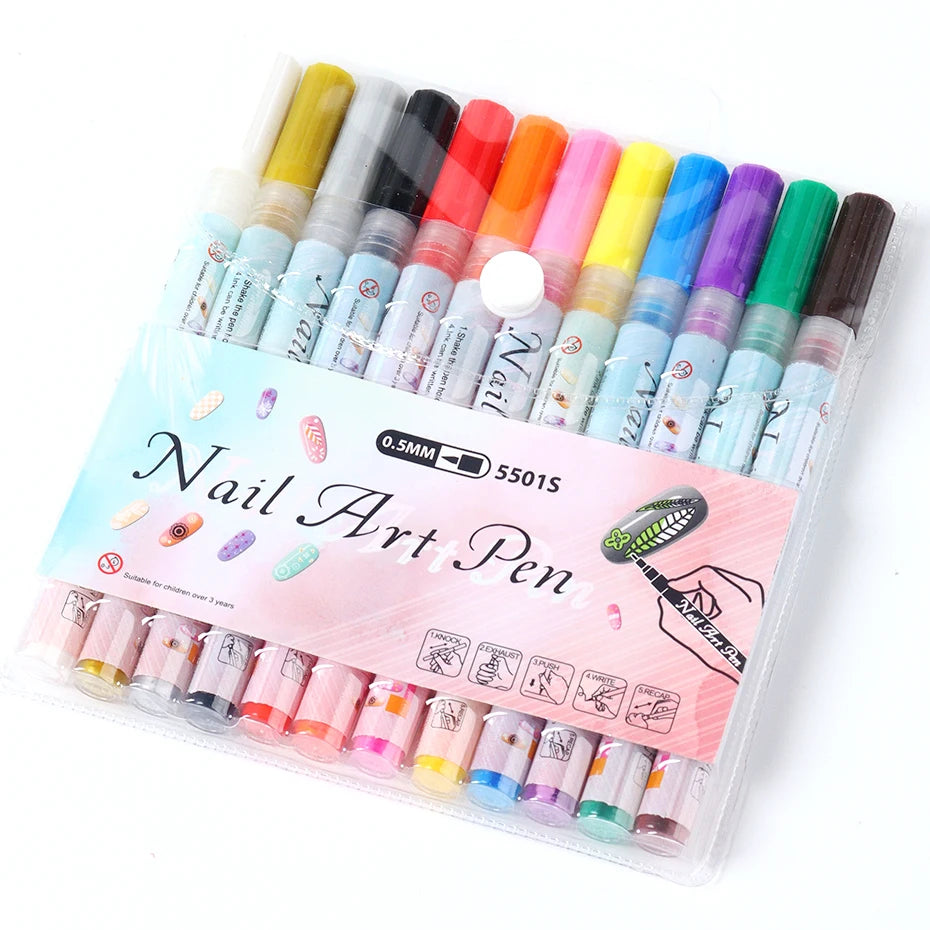 12pcs/Set Nail Art Graffiti Pen