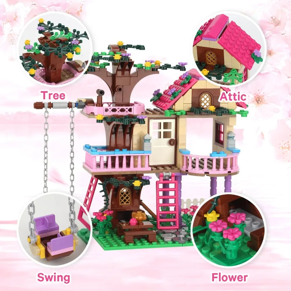Creative Girls Friends Friendship House Building Blocks Summer Treehouse Camping Model Classic Girl's Princess Bricks Toy Gift