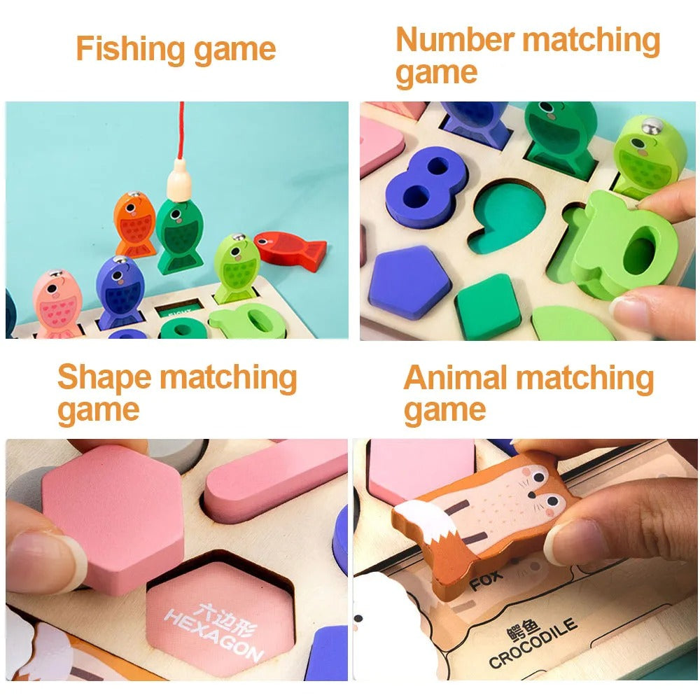 Montessori Wooden Toys Kids Busy Board Shape & Number Matching