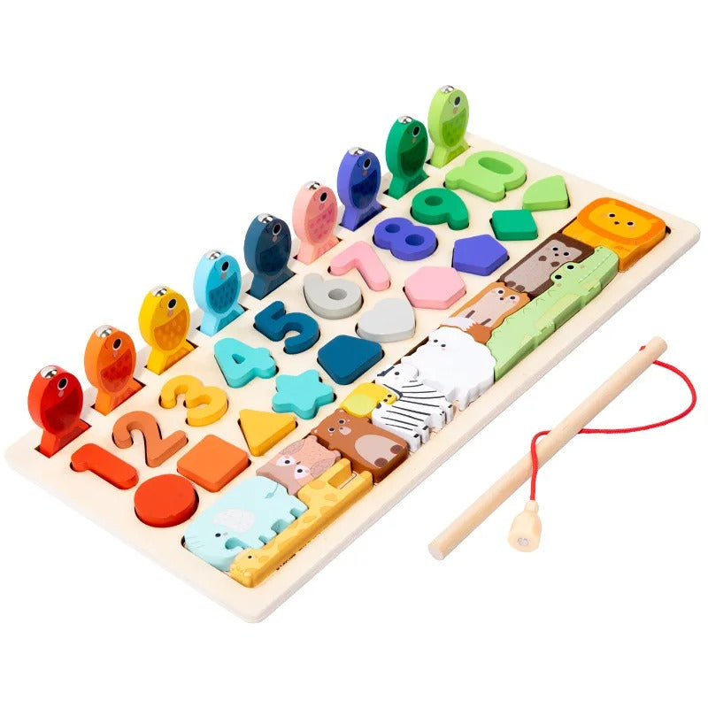 Montessori Wooden Toys Kids Busy Board Shape & Number Matching
